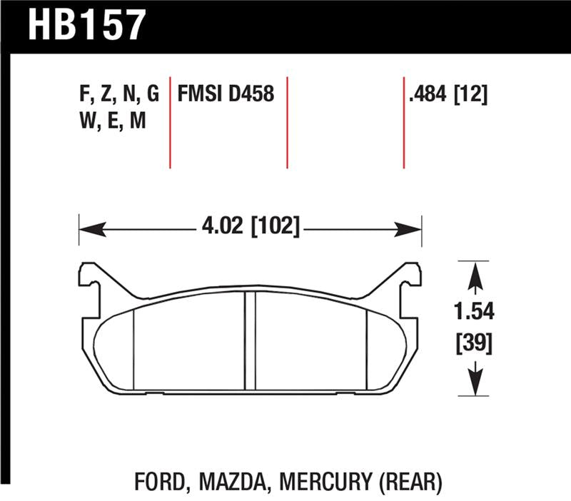 Hawk 89-93 Miata Blue 9012 Race Rear Brake Pads D458