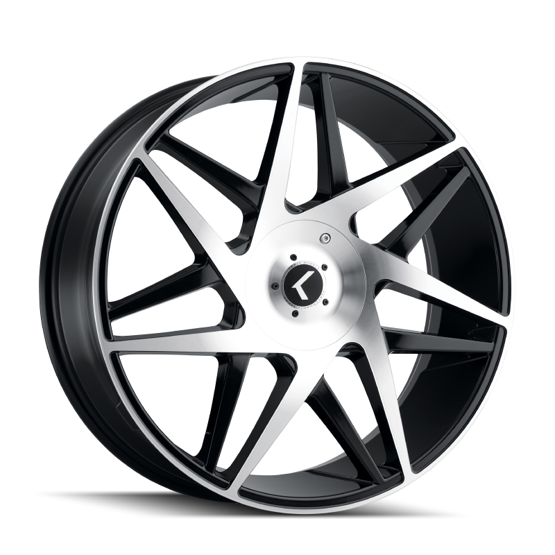 Kraze KR192 Phase 22x8.5 / 5x115/120 BP / 38mm Offset / 74.1mm Hub Gloss Black Machined Wheel