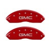 MGP Front set 2 Caliper Covers Engraved Front GMC Red finish silver ch