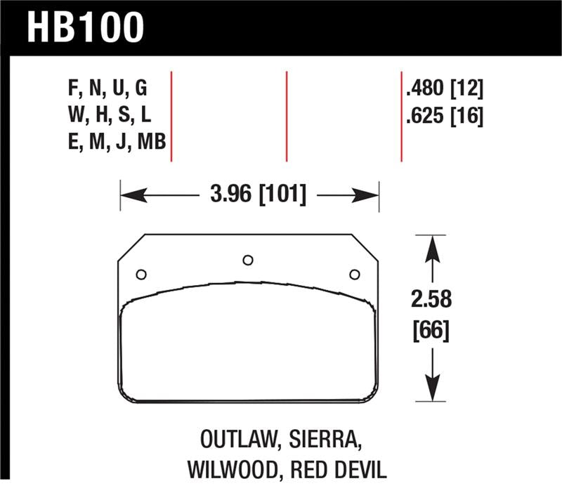 Hawk Wilwood/Outlaw 16mm Blue 9012 Rear Brake Pads