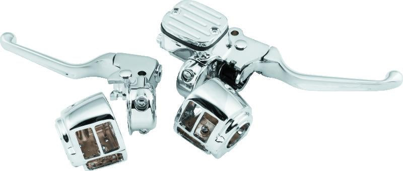 Bikers Choice 96-06 Big Twin 96-03 XL With 9/16 Bore Master Cylinder Chrome Handlebar Control Kit