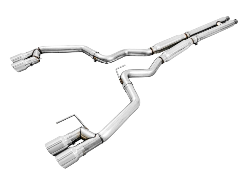 AWE Tuning 2018+ Ford Mustang GT (S550) Cat-Back Exhaust - Track Edition (Quad Chrome Silver Tips)