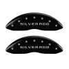MGP Front set 2 Caliper Covers Engraved Front Silverado Black finish silver ch