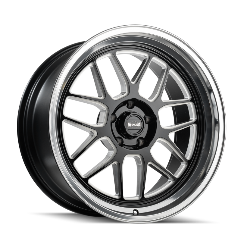 Ridler 611 17x8 / 5x120.65 BP / 0mm Offset / 83.82mm Hub Gls Blk/Mill w/ Diamond Cut Lip Wheel