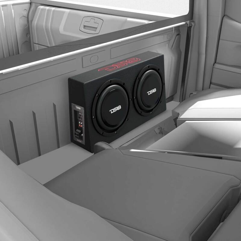 DS18 Dual 10in Shallow Enclosure w/ Subwoofer 350 Watts RMS Sealed Black Carpet Amplified