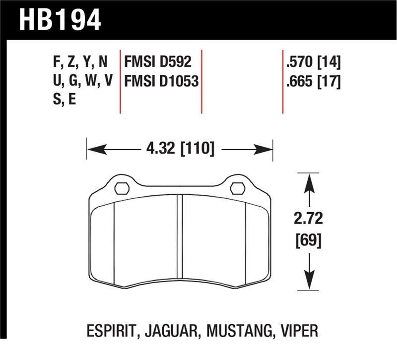Hawk 2010 Camaro SS Blue 9012 Race Rear Brake Pads