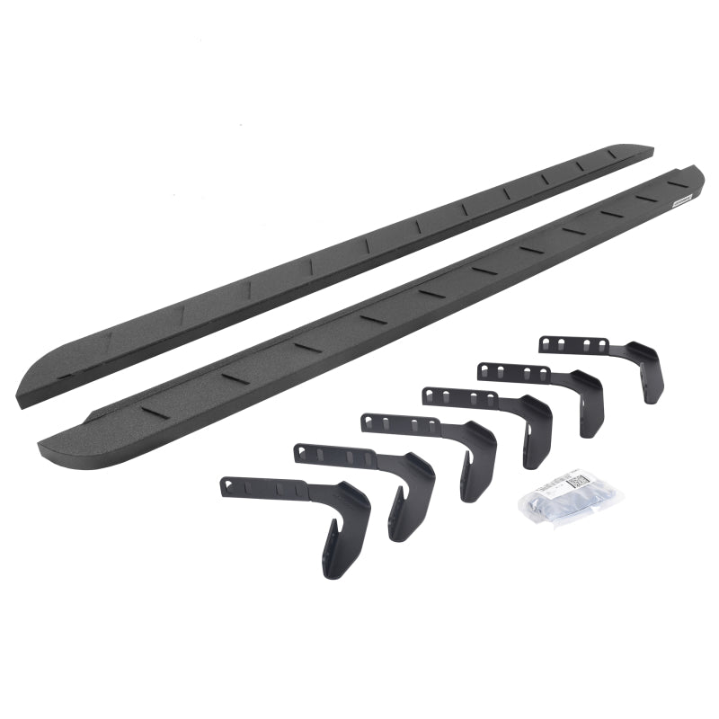 Go Rhino 99-16 Ford F-250 / F-350 CC 4DR RB10 Slim Running Boards Kit (w/Brackets) - Bedliner Coat
