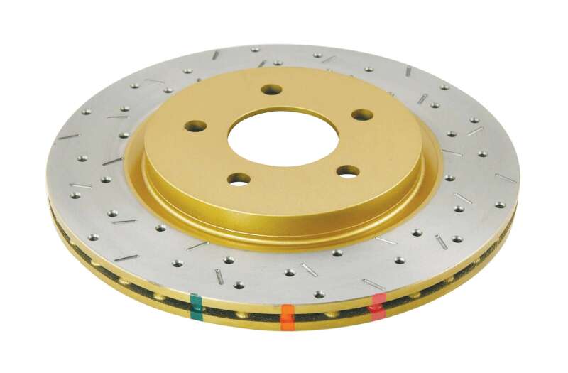 DBA 05-13 Ford Mustang GT/V6 Rear Drilled & Slotted 4000 Series Rotor w/ Gold Hat