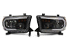 Raxiom 07-13 Toyota Tundra Axial Series Headlights w/ LED Bar- Black Housing (Clear Lens)