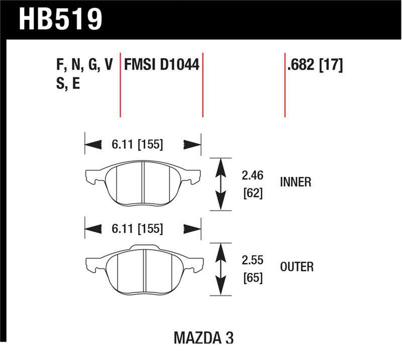Hawk 2013-2014 Ford Escape (FWD Only) HPS 5.0 Front Brake Pads