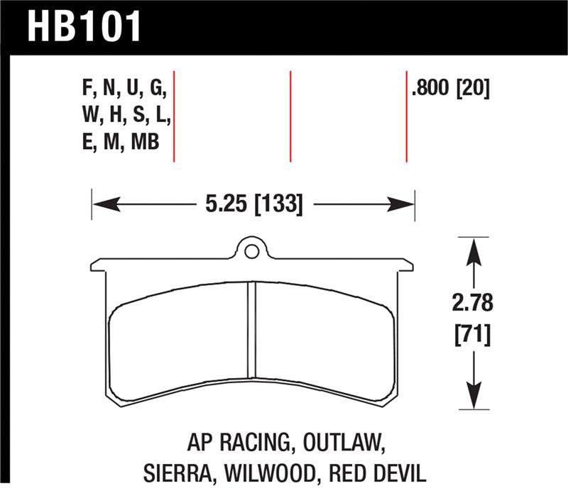 Hawk AP Racing Essex / Brakeman / CNC / Coleman / Outlaw / Wilwood HT-10 Race Brake Pads