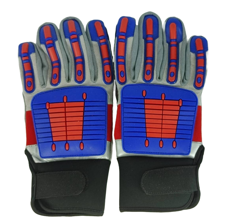 Granatelli Medium Off Road Style Work Gloves - Red/Blue/Gray/Black