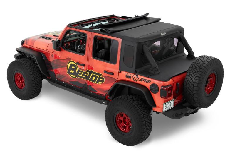 Bestop 18-26 Jeep Wrangler JL 4-Door Halftop Soft Top (Premium Black Twill)