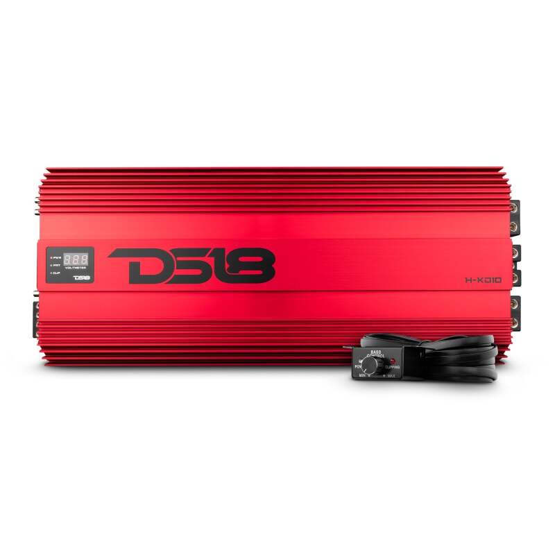 DS18 1-Channel Amp 18000 Burst/0.67ohm 10000/1ohm 5800/2ohm 3500/4ohm Watts RMS w/ Voltmeter Red