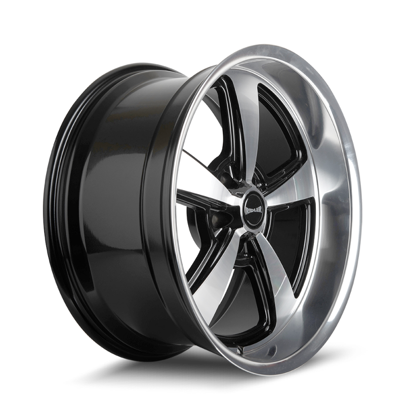Ridler 652 17x7 / 5x114.3 BP / 0mm Offset / 83.82mm Hub Gls Blk w/ Diamond Cut Face & Lip Wheel
