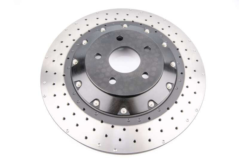 DBA 16-18 Ford Focus RS Front 5000 Series 2-Piece Drilled Rotor w/Black Hat