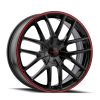 Touren 3260 TR60 16x7 / 4x100/114.3 BP / 42mm Offset / 67.1mm Hub Gloss Black w/ Red Ring Wheel