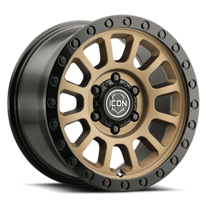 ICON Hulse 17x8.5 / 6x5.5 / 25mm / 5.75in BS Satin Bronze w/ Gloss Black Lip