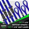 Rhino USA Medium Duty Ratchet Strap Tie-Down 4-Pack (Blue)