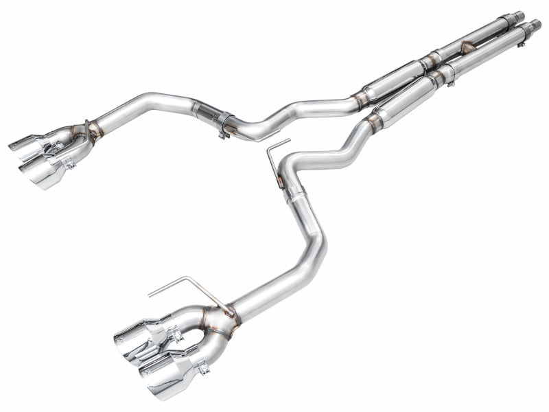 AWE 2024 Ford Mustang Dark Horse S650 RWD Track Edition Cat-Back Exhaust w/ Quad Chrome Silver Tips
