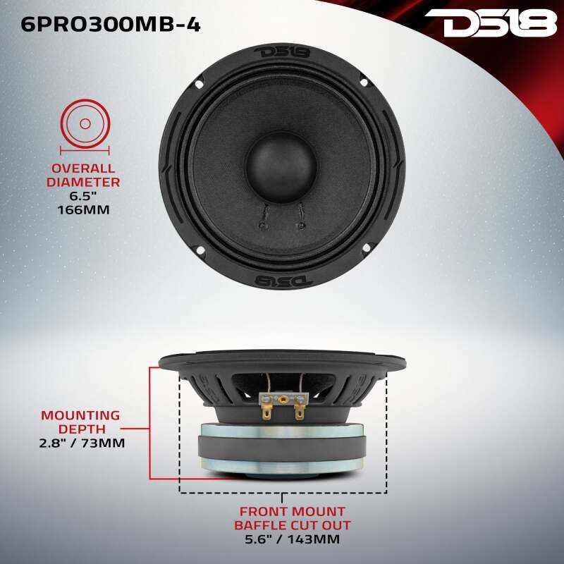 DS18 6.5in 150 Watts RMS 4 ohm Mid-Bass Loudspeaker
