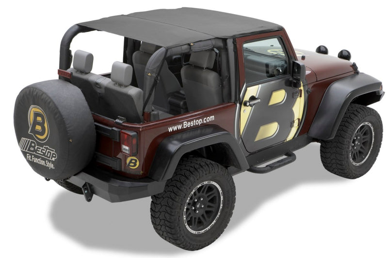 Bestop 10-18 Jeep Wrangler JK 2-Door Header Safari Bikini (Black Diamond)