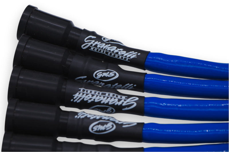 Granatelli 10-14 Ford 6.2L Perf Wire Set w/Inserts/Blue Hi-Temp Jacket/Black Fire Sleeve