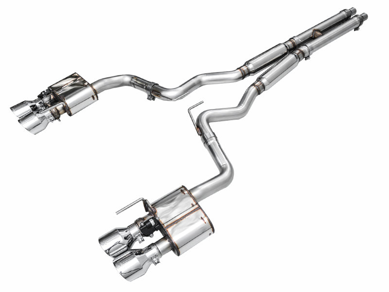 AWE 2024 Ford Mustang GT Fastback S650 RWD SwitchPath Cat-Back Exhaust w/ Quad Chrome Silver Tips