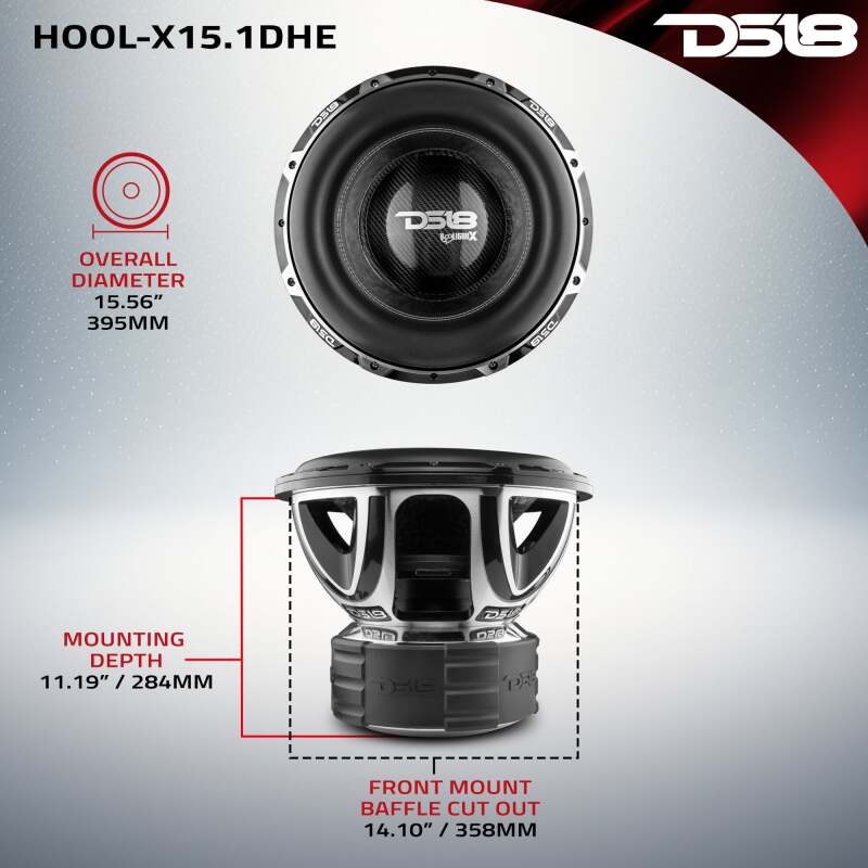 DS18 Hooligan High Excursion Subwoofer 15in 4000 Watts RMS 1 ohm DVC