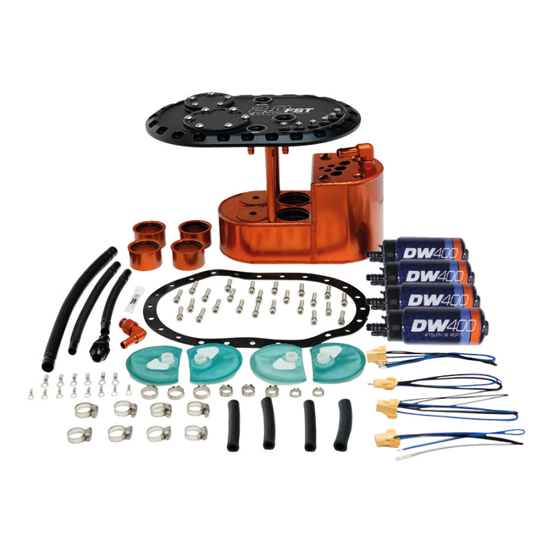 DeatschWerks 2.0L Staged Fuel Cell Surge Tank (Includes 4 DW400 Fuel Pumps)