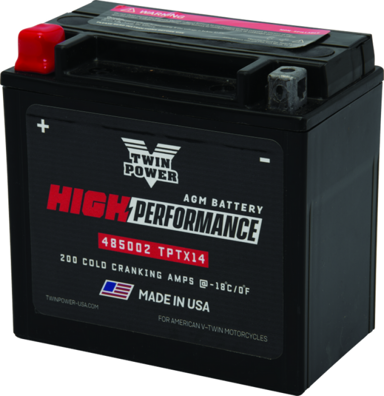 Twin Power YTX14 High Performance Battery Replaces H-D 65948-00 Made in USA 200 CCA