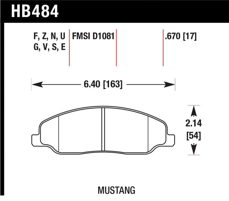Hawk 2008-2009 Ford Mustang Bullitt 4.6 HPS 5.0 Front Brake Pads