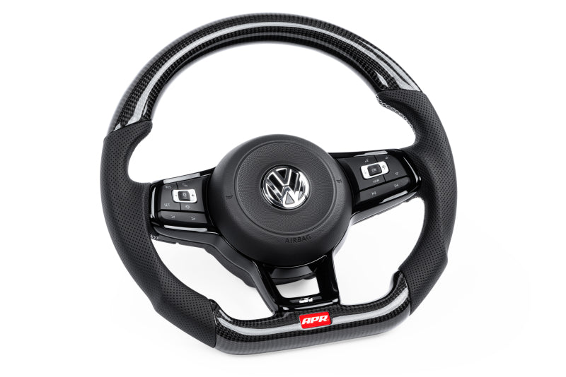APR 15-26 Volkswagen Golf R/GTI/Jetta (MK7) Carbon Fiber/Silver Stitch Steering Wheel (Non Paddles)