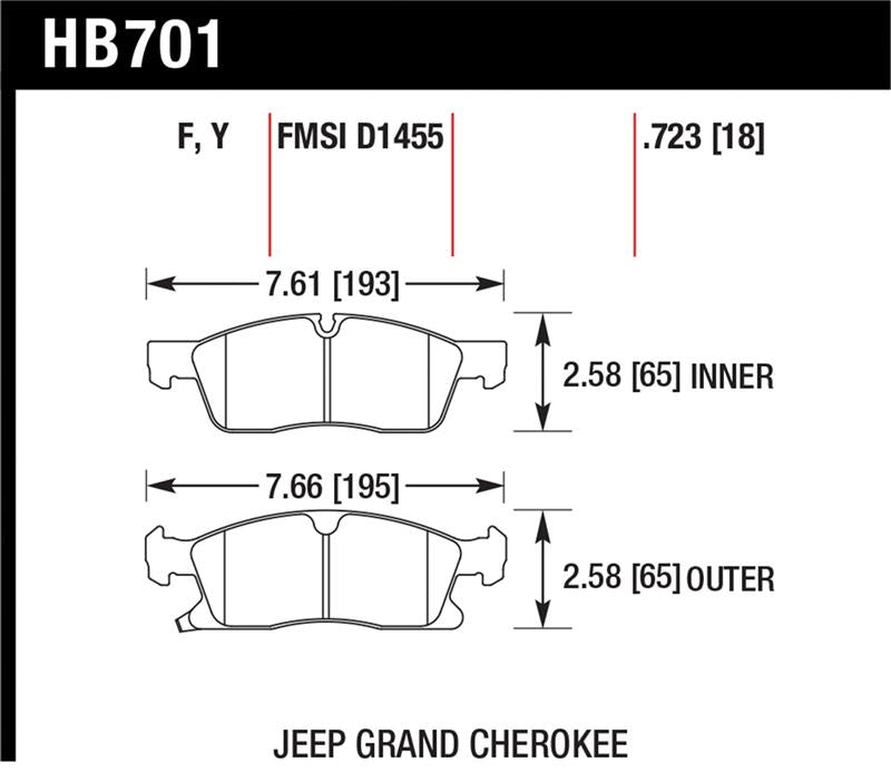 Hawk 11-12 Dodge Durango / 11-12 Jeep Grand Cherokee Perf Ceramic Front Street Brake Pads