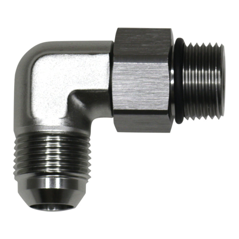DeatschWerks 10AN ORB Male Swivel to 10AN Male Flare 90-Degree Fitting - Anodized Titanium
