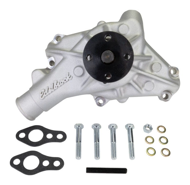 Edelbrock Long Water Pump For Small-Block Chevy, Reverse Rotation, Satin Finish