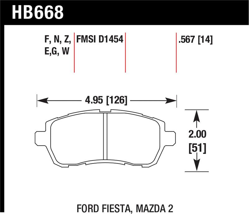 Hawk 2011-2014 Ford Fiesta S Sedan HPS 5.0 Front Brake Pads