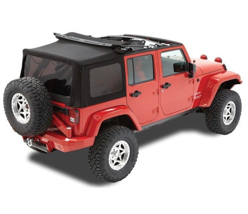 Bestop 07-09 Jeep Wrangler JK 4-Door Replace A-Top (Prem Blk Twill Tinted Windows No Door Skins )