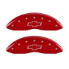 MGP Front set 2 Caliper Covers Engraved Front Bowtie Red finish silver ch