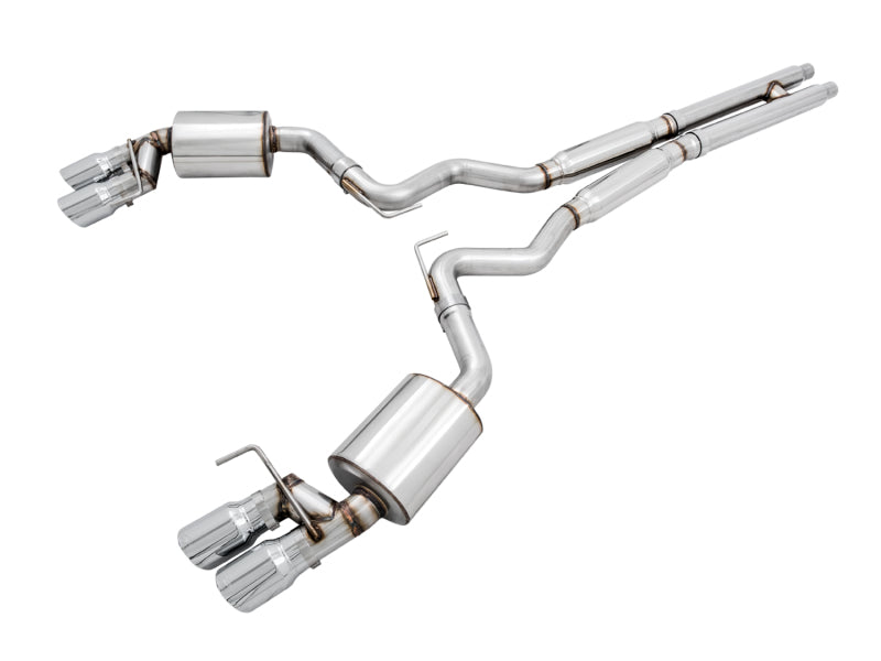 AWE Tuning 2018+ Ford Mustang GT (S550) Cat-Back Exhaust - Touring Edition (Quad Chrome Silver Tips)