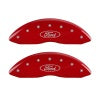 MGP Front set 2 Caliper Covers Engraved Front Oval logo/Ford Red finish silver ch