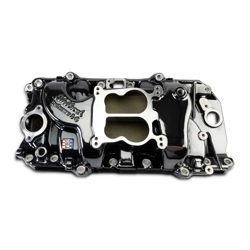 Edelbrock 65-90 BB Chevy Oval Port Heads Performer 2-O Manifold - Black Plasma