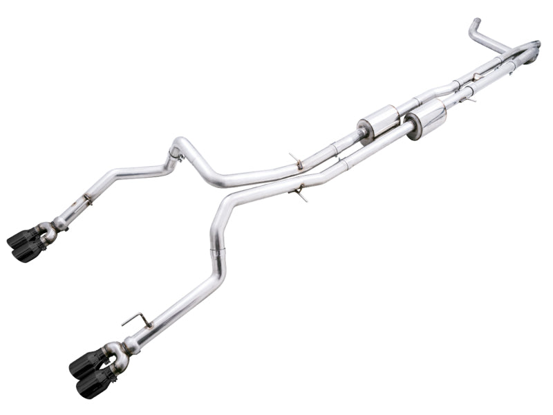 AWE Tuning 4th Gen GM 1500 6.2L 0FG Cat-Back Split Rear Exit (w/ Bumper Cutouts) - Quad Diamond Tips