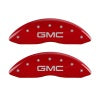 MGP Front set 2 Caliper Covers Engraved Front GMC Red finish silver ch