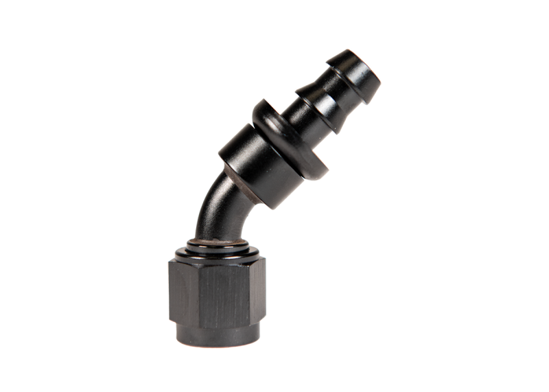 Fleece Performance Universal -6AN 45Deg to Hose Barb - Black