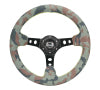 NRG Reinforced Steering Wheel (350mm / 3in. Deep) Camo Suede Mark w/ Neon Grn stitching & Blk Spoke
