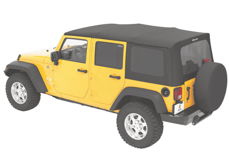 Bestop 10-18 Jeep Wrangler JK 4-Door Rep A-Top (Blk Diamond Sailcloth Tinted Windows No Door Skins)