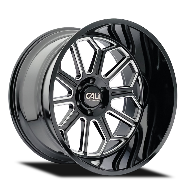 Cali Off-Road 9117 Auburn 24x14 / 6x139.7 BP / -76mm Offset / 106mm Hub Gloss Black Milled Wheel