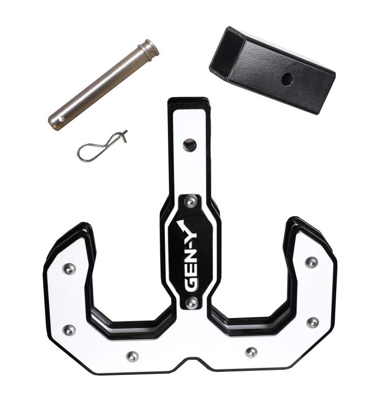 Gen-Y Hulk 2.0 16K Tow Hook 2in Shank w/GH-009 Reducer Sleeve/GH-099 Pin/GH-011 Clip - Black/White