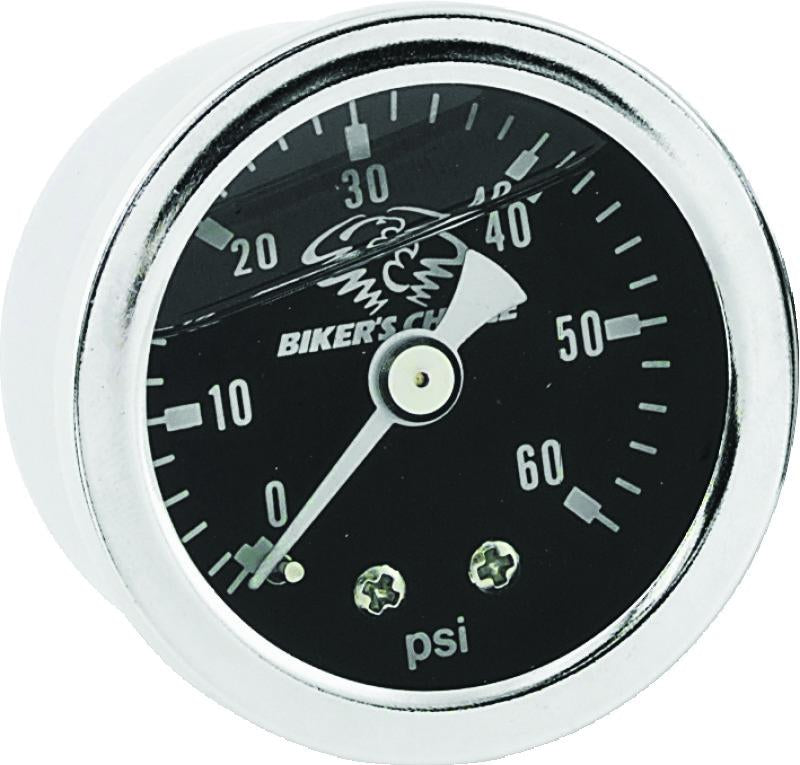Bikers Choice Black Face Liquid Filled Oil Pressure Gauge 0-60 Psi 1/8 NPT